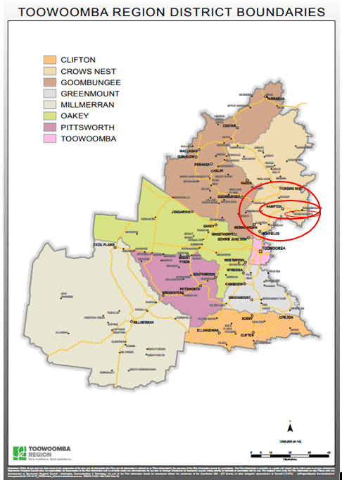 Toowoomba District Map showing region